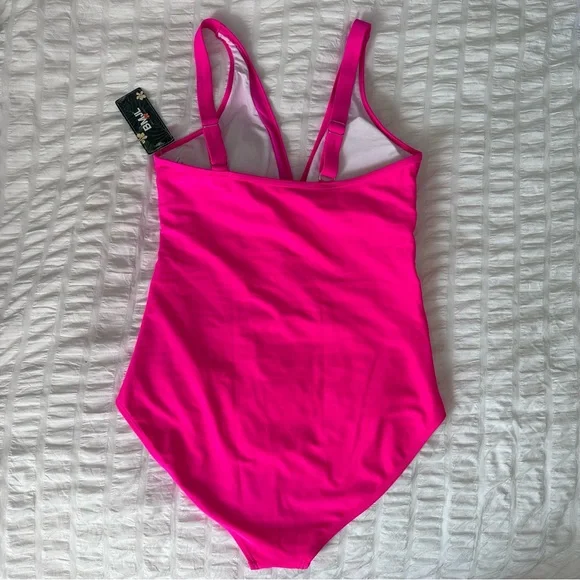 NWT BMJL Hot Pink Swimsuit Womens Medium Mesh Cutout - Picture 2 of 5